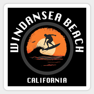 Windansea Beach - California (with White Lettering) Magnet